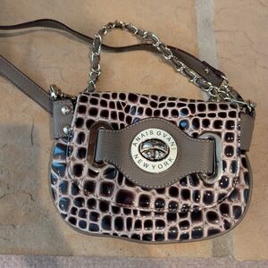 Croc-Embossed Gray Crossbody Bag